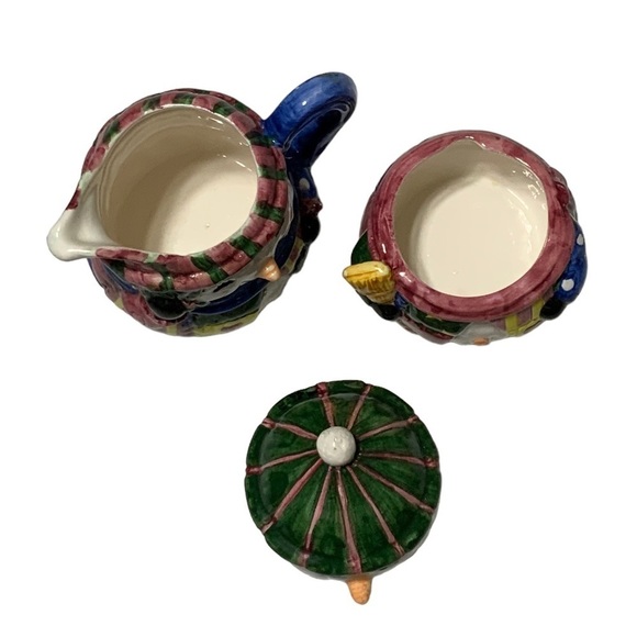 Vintage Snowman Cream Pitcher Sugar Bowl Set Artisan Ceramic Winter Christmas - Picture 11 of 16